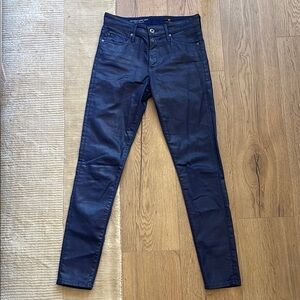 AG Jeans Farrah Leatherette High-Rise Skinny Ankle Blue